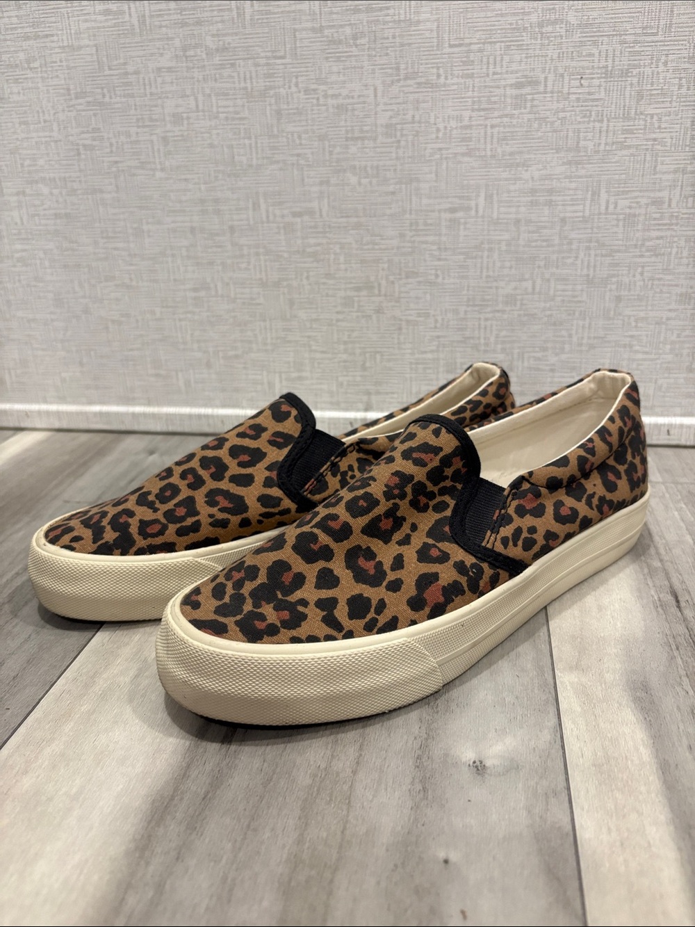American Eagle Outfitters Leopard Slip-On Platform Sneakers - Brown/Black